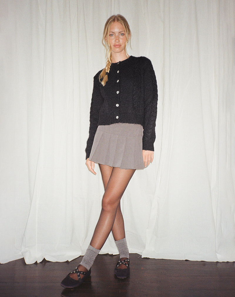 Image of Abelia Cable Knit Cardigan in Black