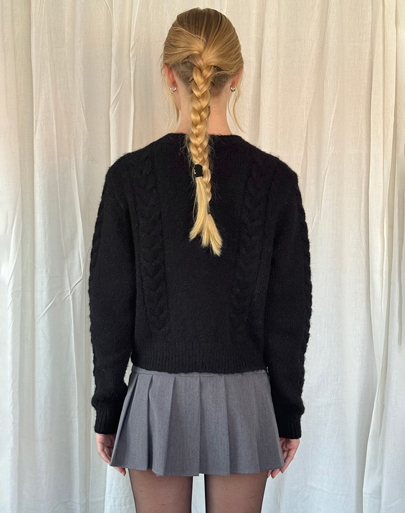Image of Abelia Cable Knit Cardigan in Black