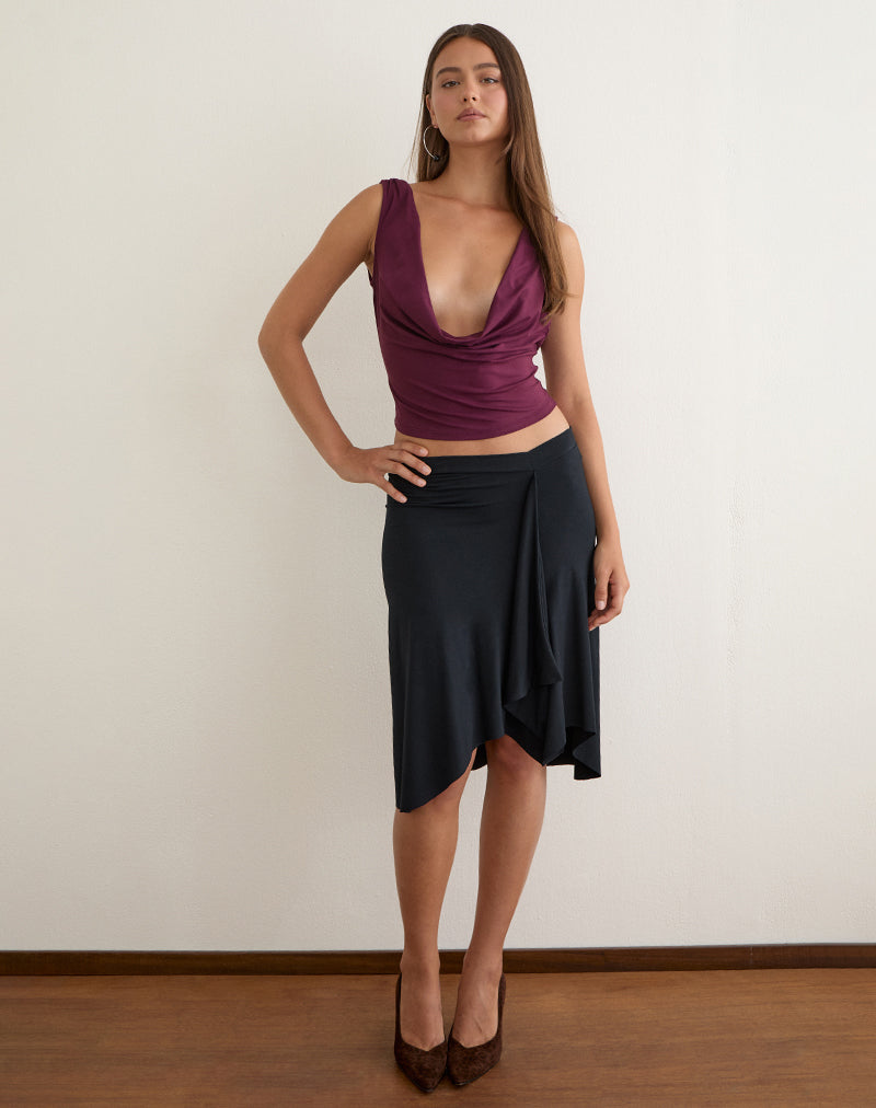 Image of Abram Scoop Cowl Top in Deep Purple