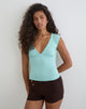 Image of Emberly Plunge Top in Rayon Jersey Aqua