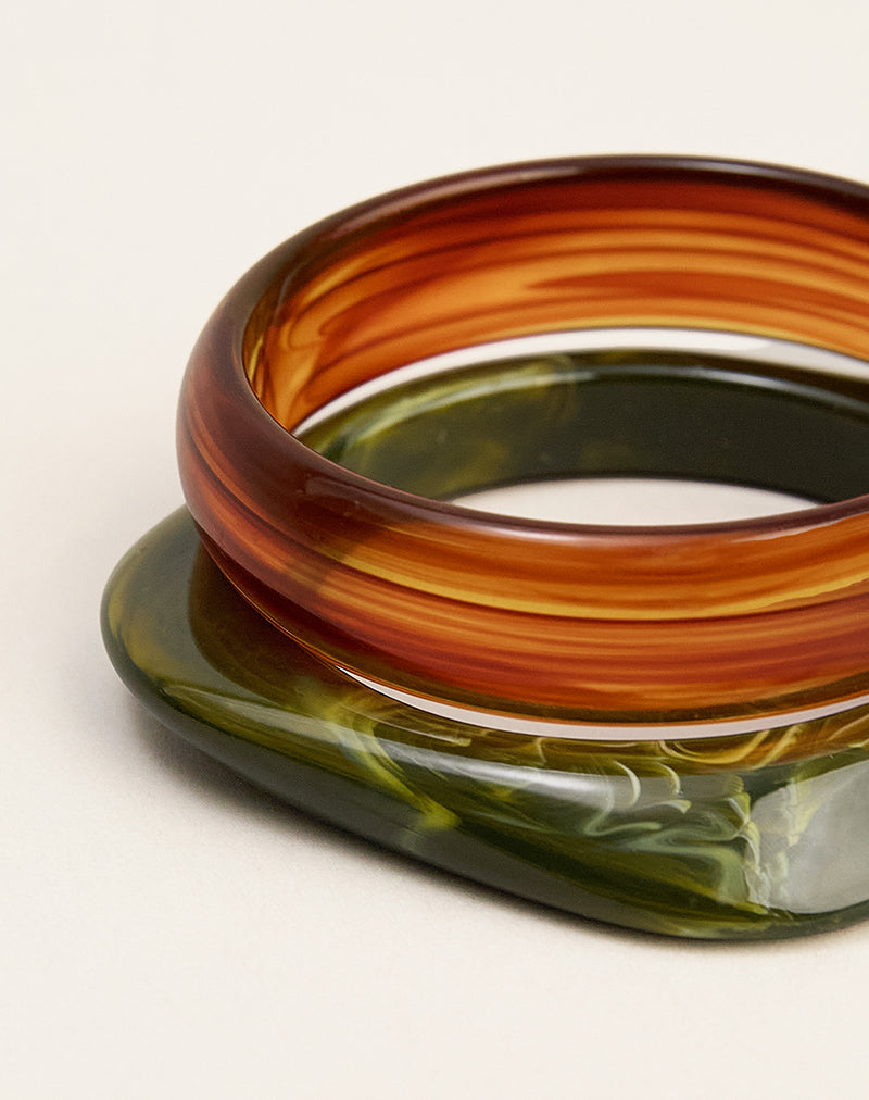 Acrylic Brown and Green Bangle Pack