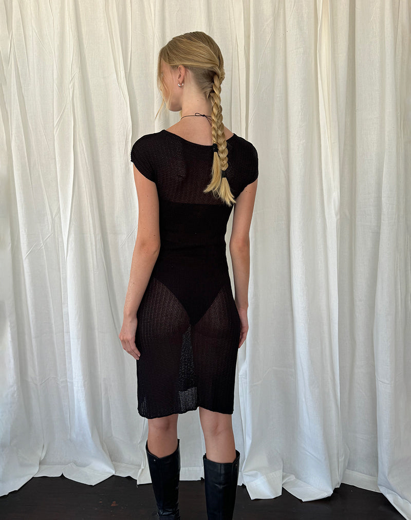 Image of Adeline Midi Dress in Wide Rib Knit Black