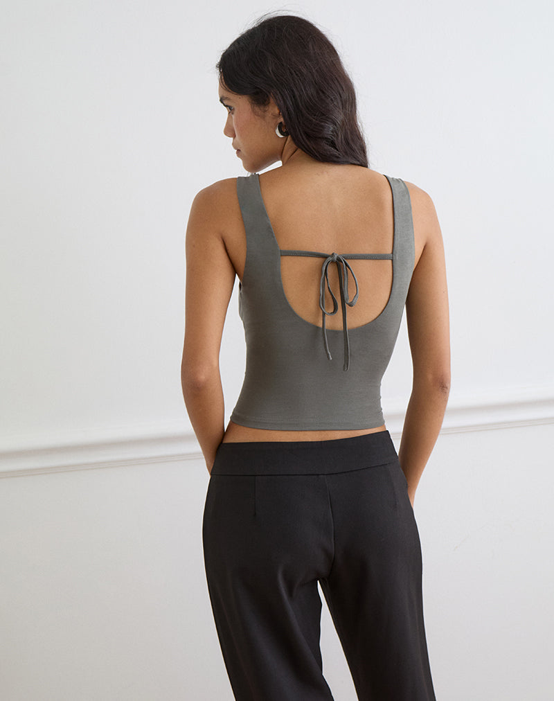 Image of Adila Cami Top in Ribbed Lyocell Warm Grey