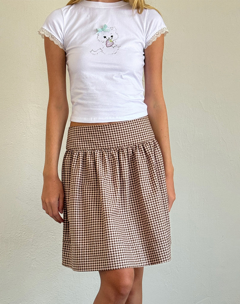 Image of Adinda Midi Skirt in Mini Gingham Brown