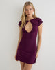 Image of Adison Keyhole Ruched Mini Dress in Rayon Jersey Fig