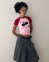 Image of Agneta Baby Tee in Ballet Pink with Red Cherry Print
