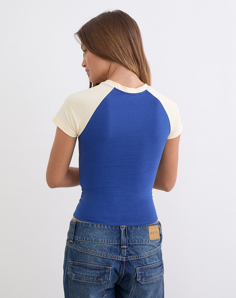 Image of Agneta Tee in Dazzling Blue and Buttermilk Combination