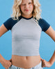 Image of Agneta Tee in Grey Marl and Navy Combination
