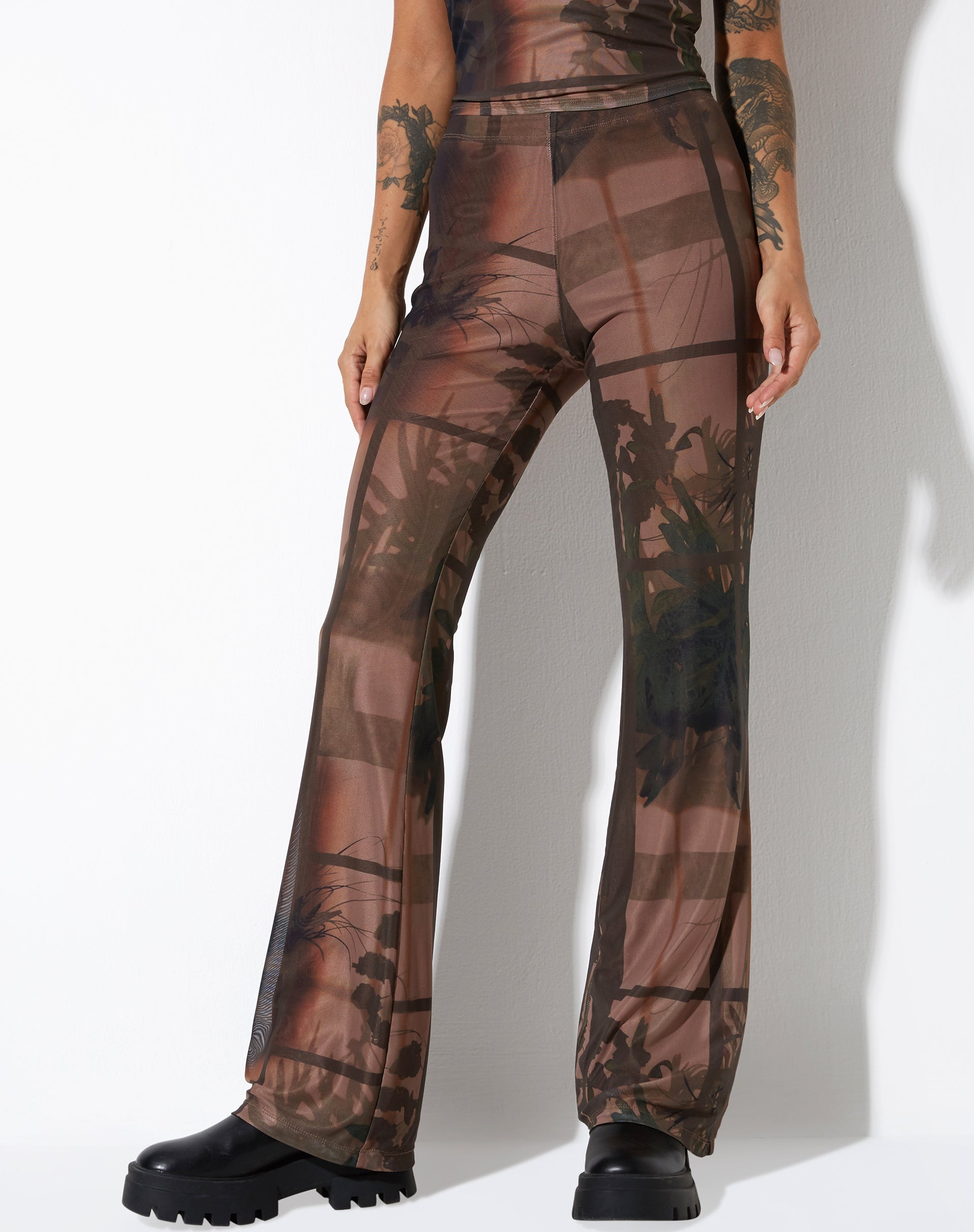 image of Agosta Flare Trouser in Photo Brown