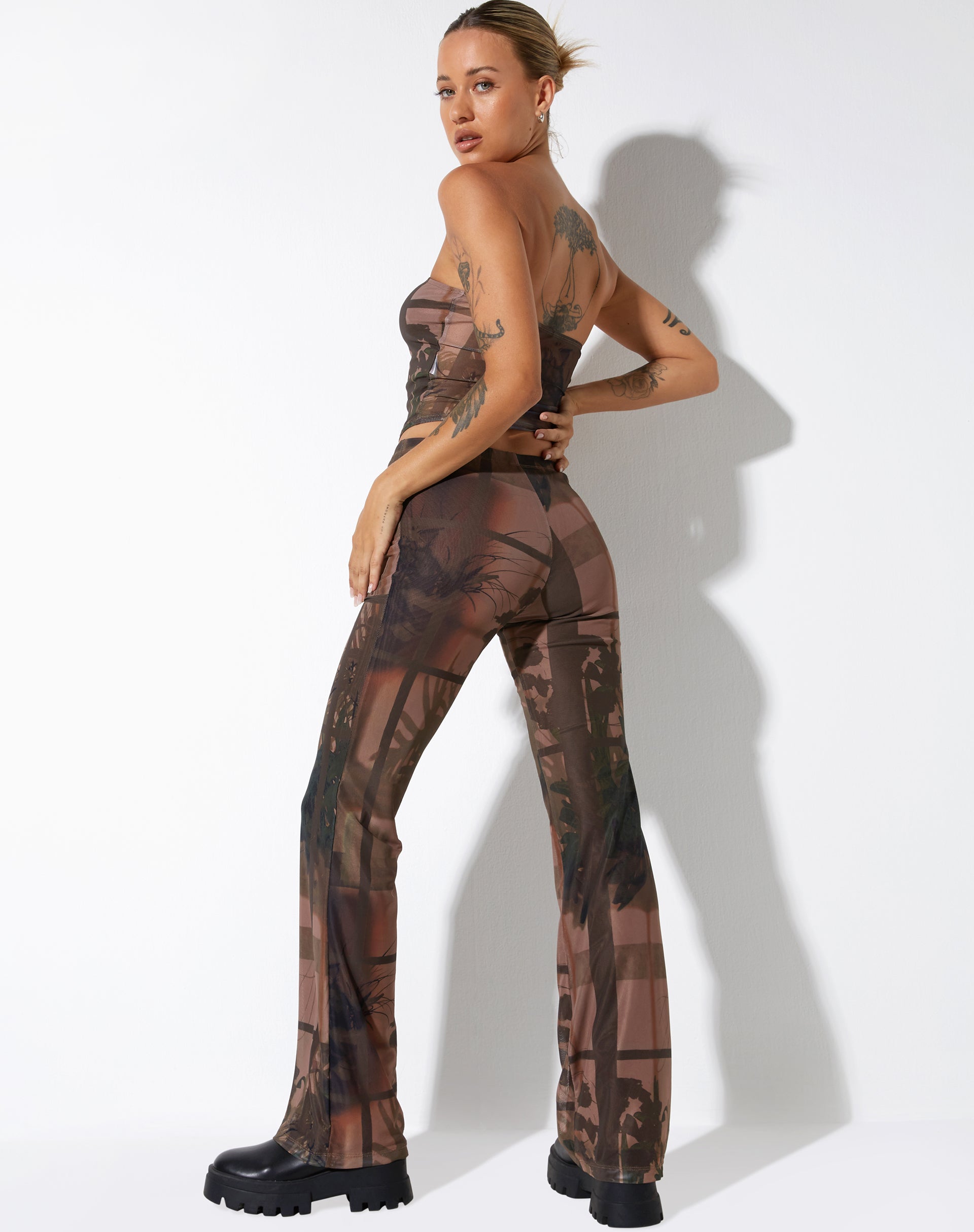 image of Agosta Flare Trouser in Photo Brown