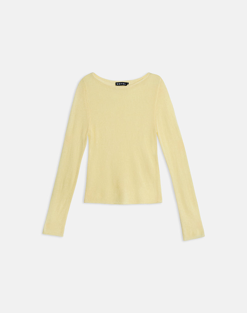 Image of Aika Long Sleeve Top in Sheer Knit Lemon