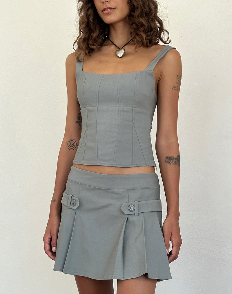 Ahanu Pleated Mini Skirt in Grey