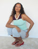Image of Alba Top in Aqua and Fig with Lemon Binding