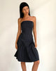 Image of Aldari Bandeau Midi Dress in Tailoring Black Pinstripe