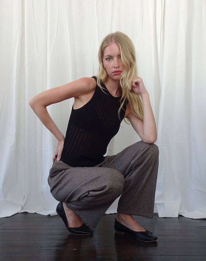 Image of Alessia Vest Top in Wide Rib Knit Black