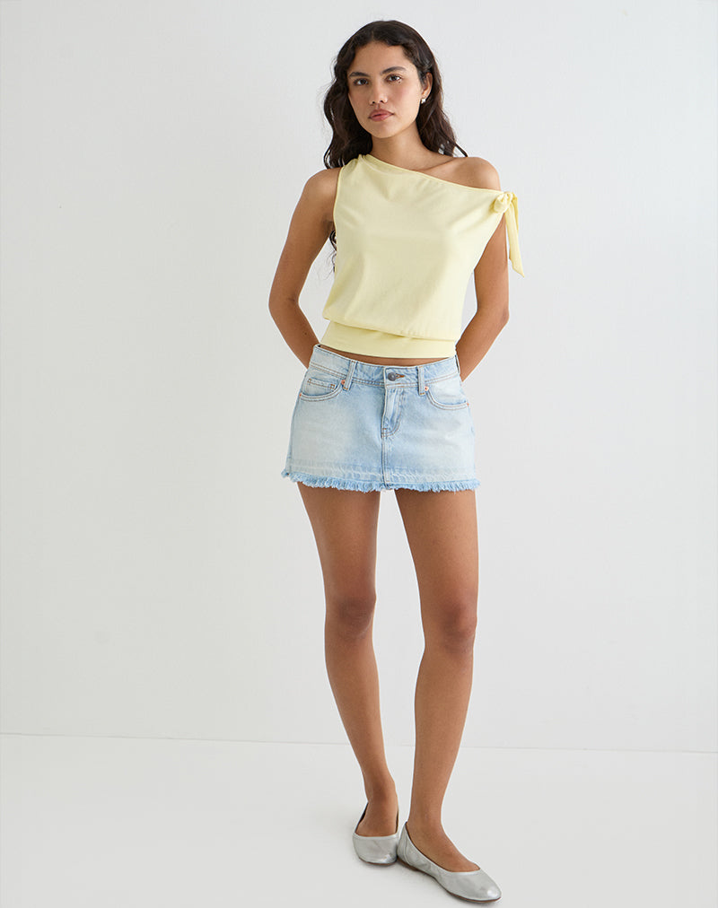 Image of Aleyah Tie Shoulder Tee in Lemon