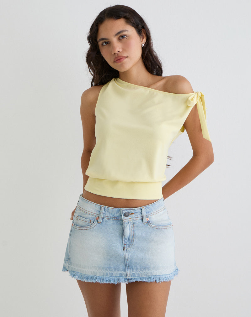 Image of Aleyah Tie Shoulder Tee in Lemon