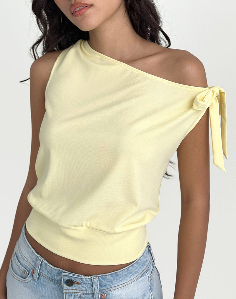 Image of Aleyah Tie Shoulder Tee in Lemon