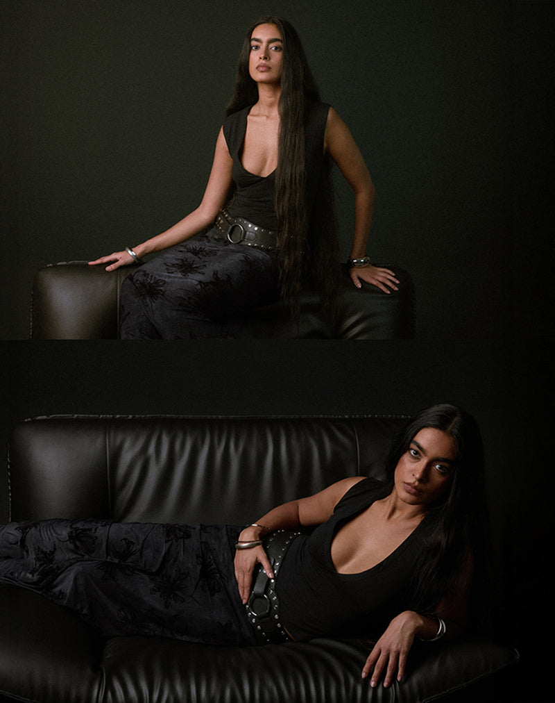 Alfreda Maxi Skirt in Burnout Velvet Grey