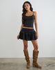 Image of Alna V Waist Skort with Ruffle in Poplin Black