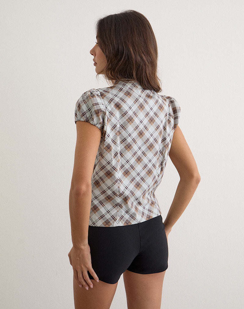Photo du haut « Alnira Pea Coat » à carreaux obliques marron