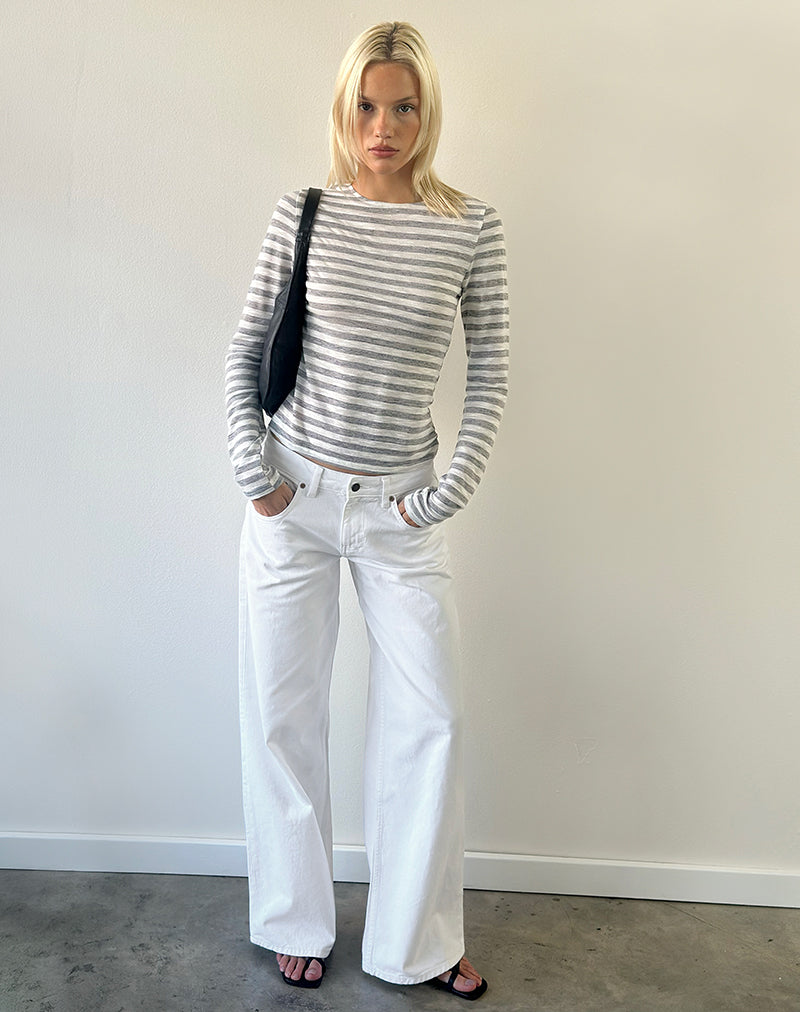 Image of Alon Top in Sheer Jersey Grey and White Stripe