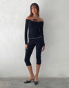 Image of Alondra Long Sleeve Tie Front Top in Textured Black
