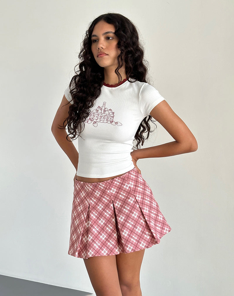 Image of Alula Pleated Mini Skirt in Pink Tartan