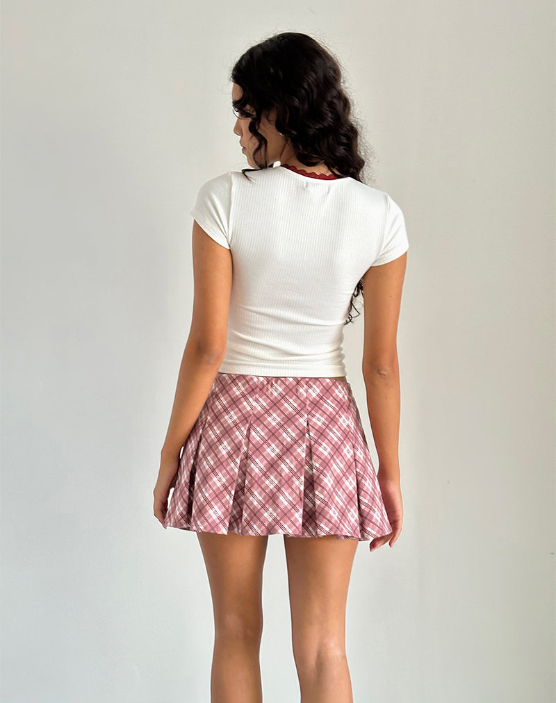 Image of Alula Pleated Mini Skirt in Pink Tartan