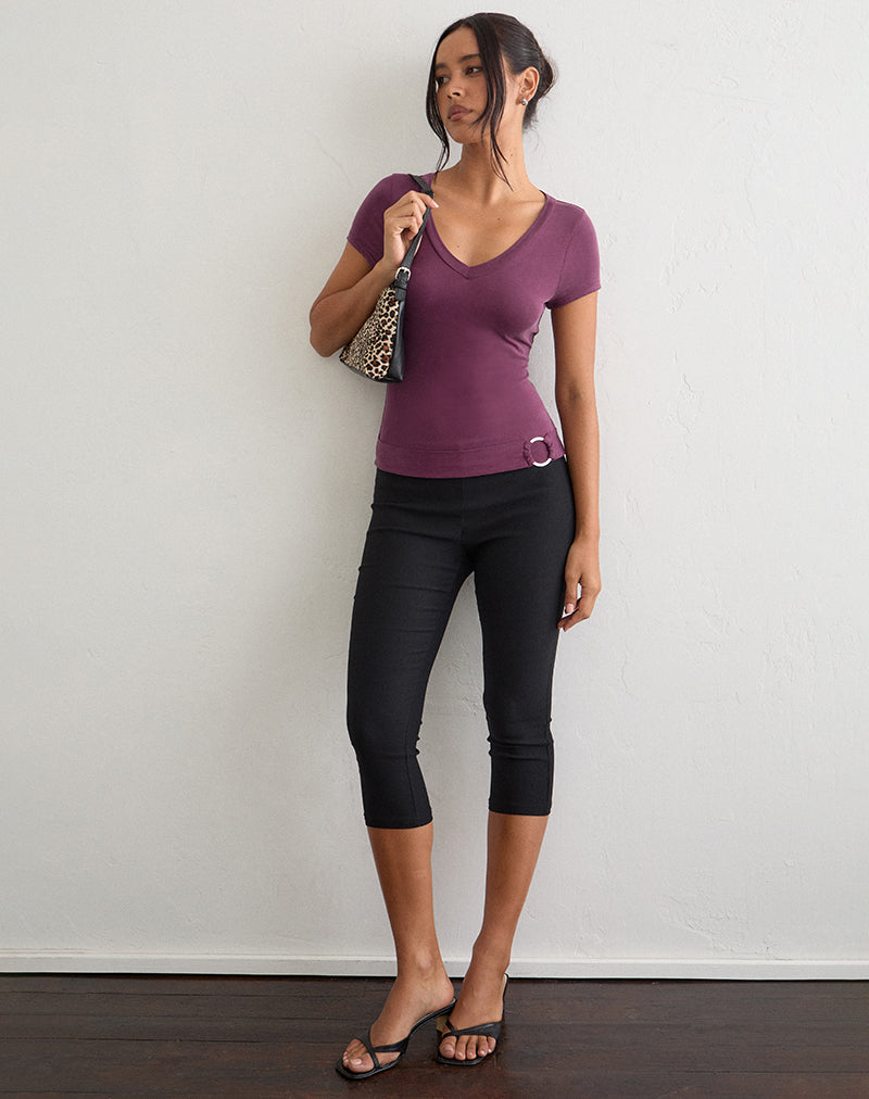 Image of Aluvia Top with Silver Ring in Cupro Deep Purple