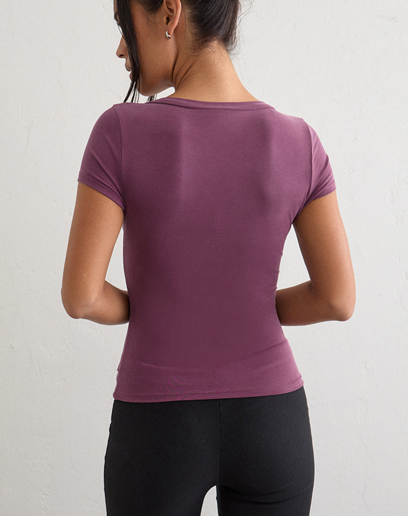 Image of Aluvia Top with Silver Ring in Cupro Deep Purple