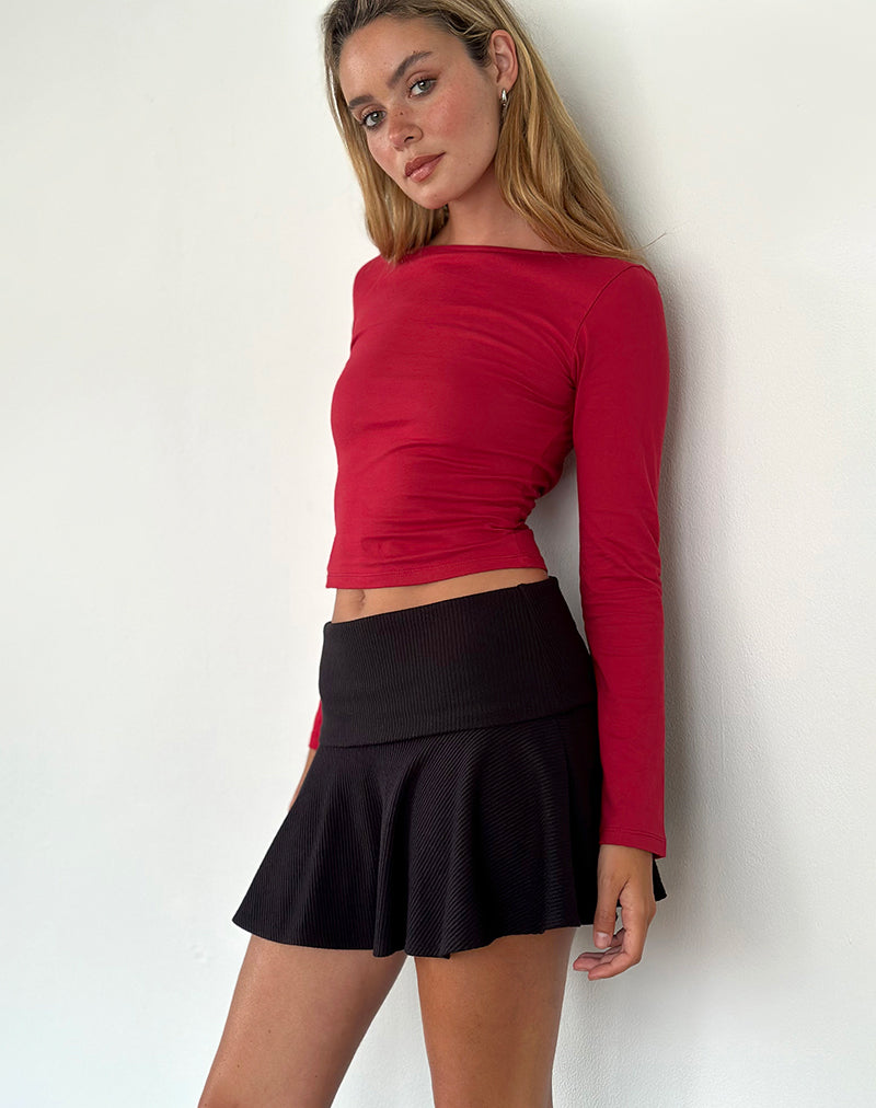 Image of Amabon Long Sleeve Top in Adrenaline Red