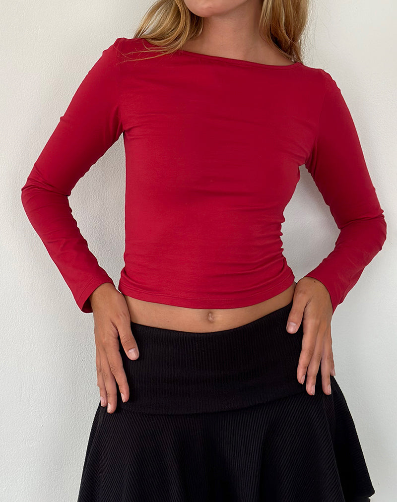 Image of Amabon Long Sleeve Top in Adrenaline Red