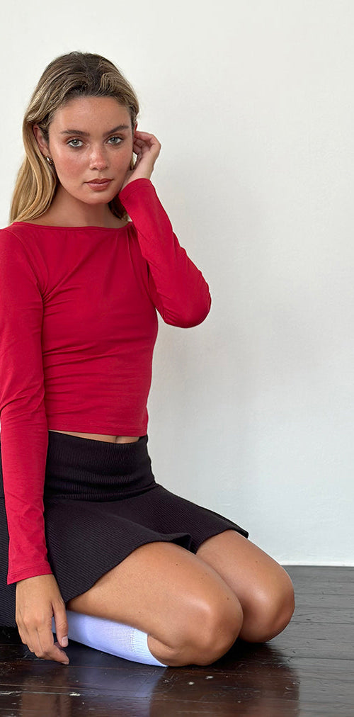 Image of Amabon Long Sleeve Top in Adrenaline Red