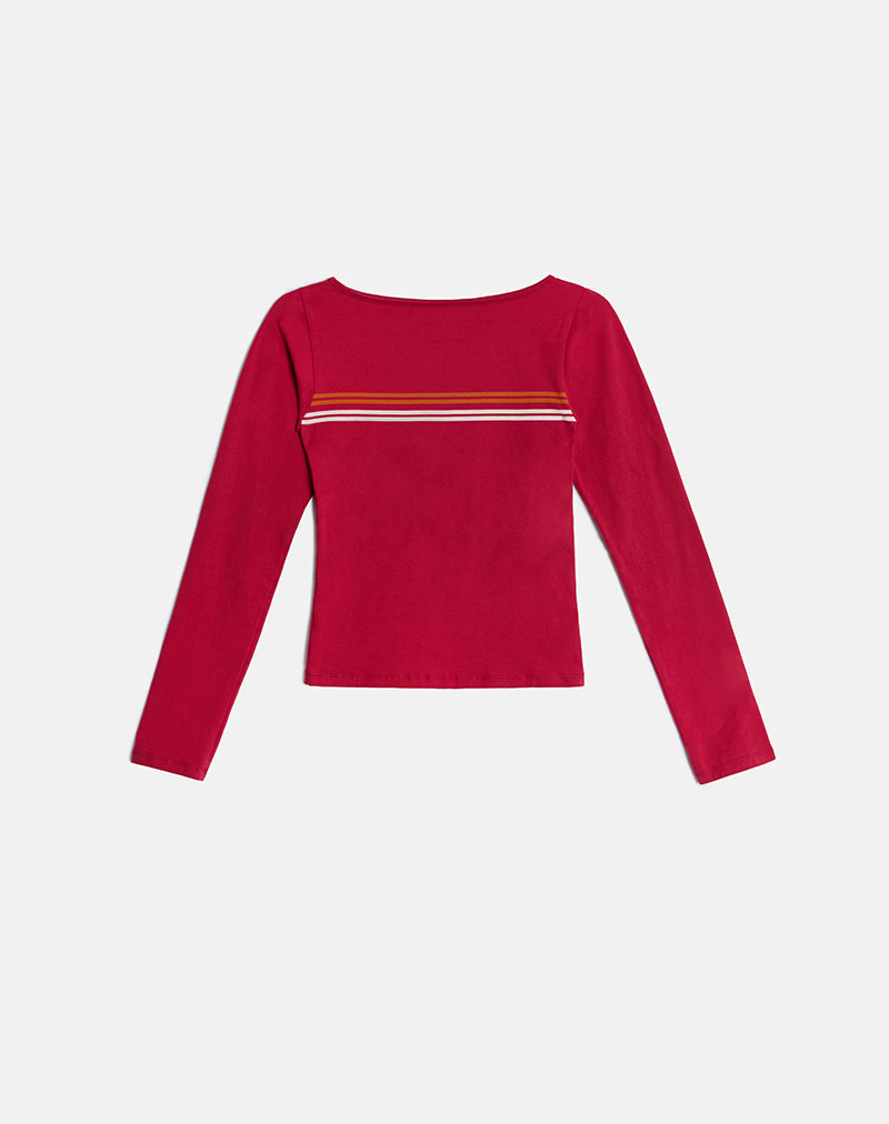 Image of Amabon Long Sleeve Top in Adrenaline Red Stripe