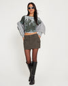 Image of Amabon Long Sleeve Crop Top in Country Window Green