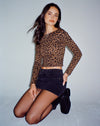 Image of Amabon Long Sleeve Top in Brown Leopard Daze