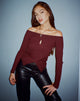 Image of Amandari Bardot Long Sleeve Top in Marron