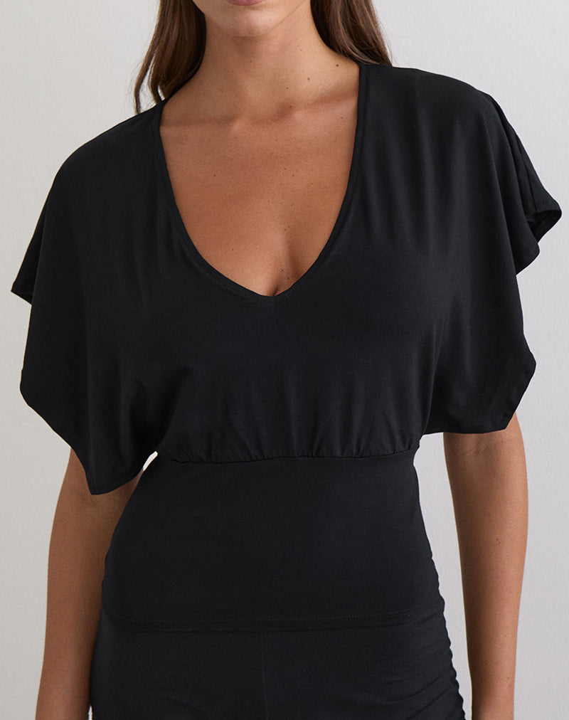 Image of Amarata Batwing Top in Rayon Jersey Black