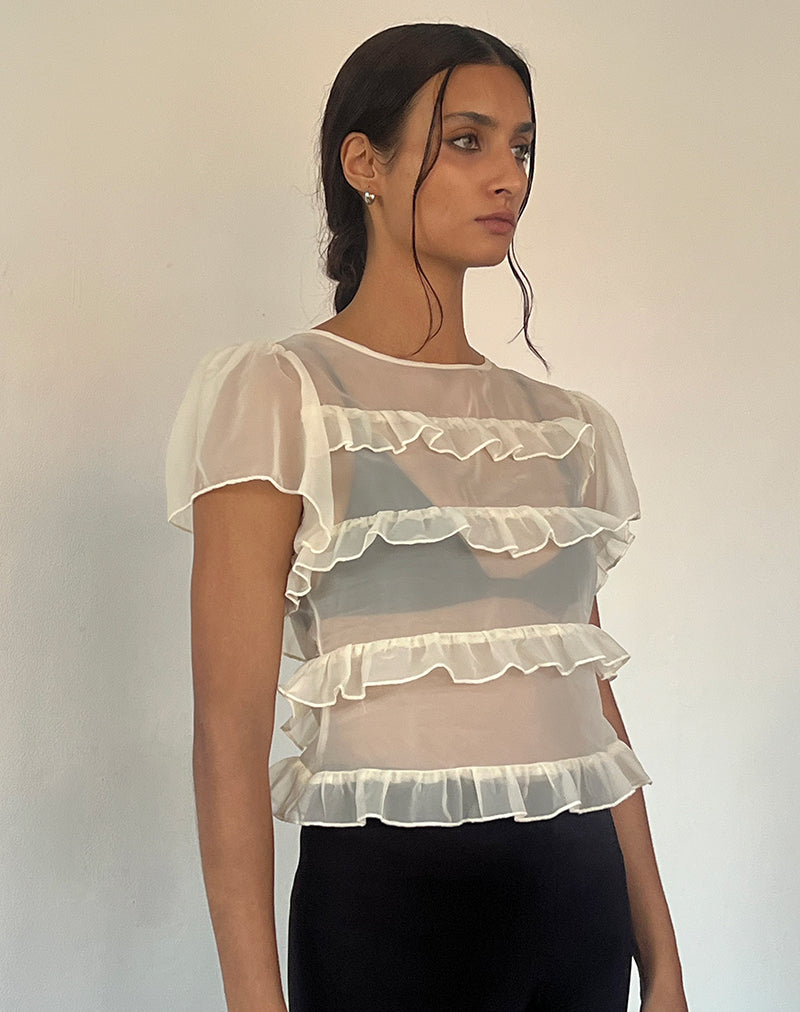 Ivory Chiffon Ruffle Top | Amarissa – motelrocks-com-eur