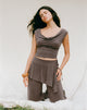 Image of Wiyana Cowl Neck Top in Cupro Dark Brown