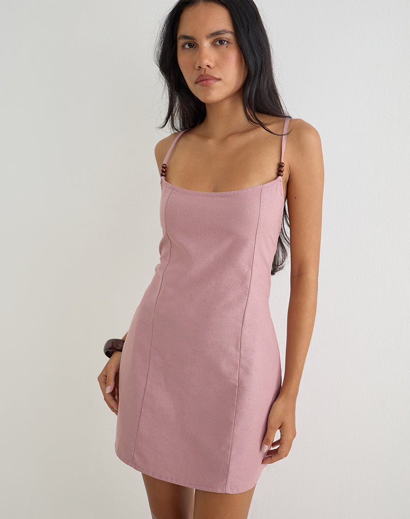 Image of Ambra Scoop Mini Dress in Dusty Rose