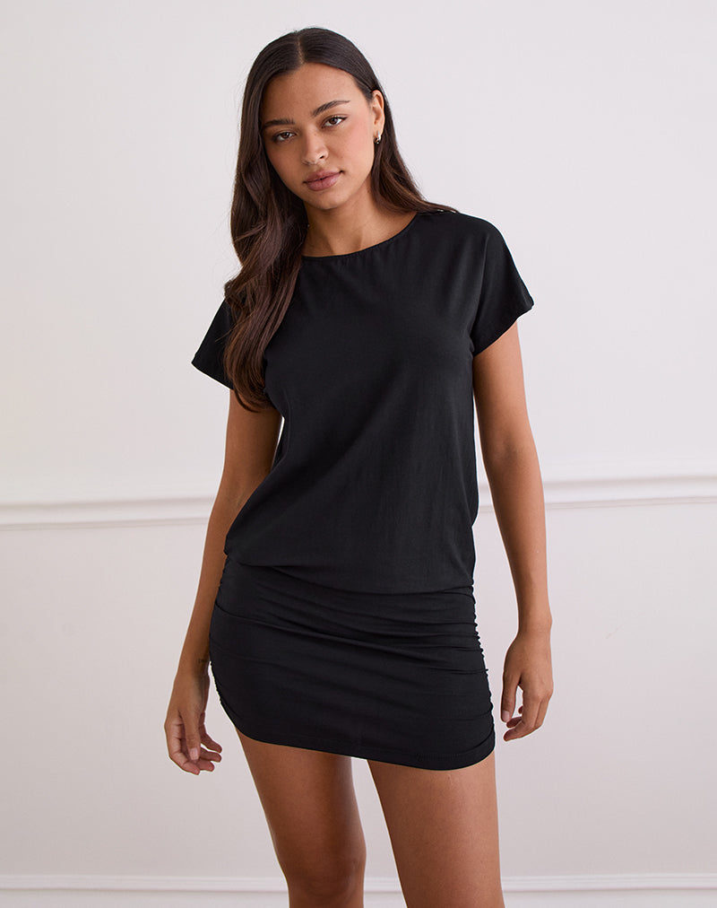 Image of Amelina Backless Mini Dress in Black