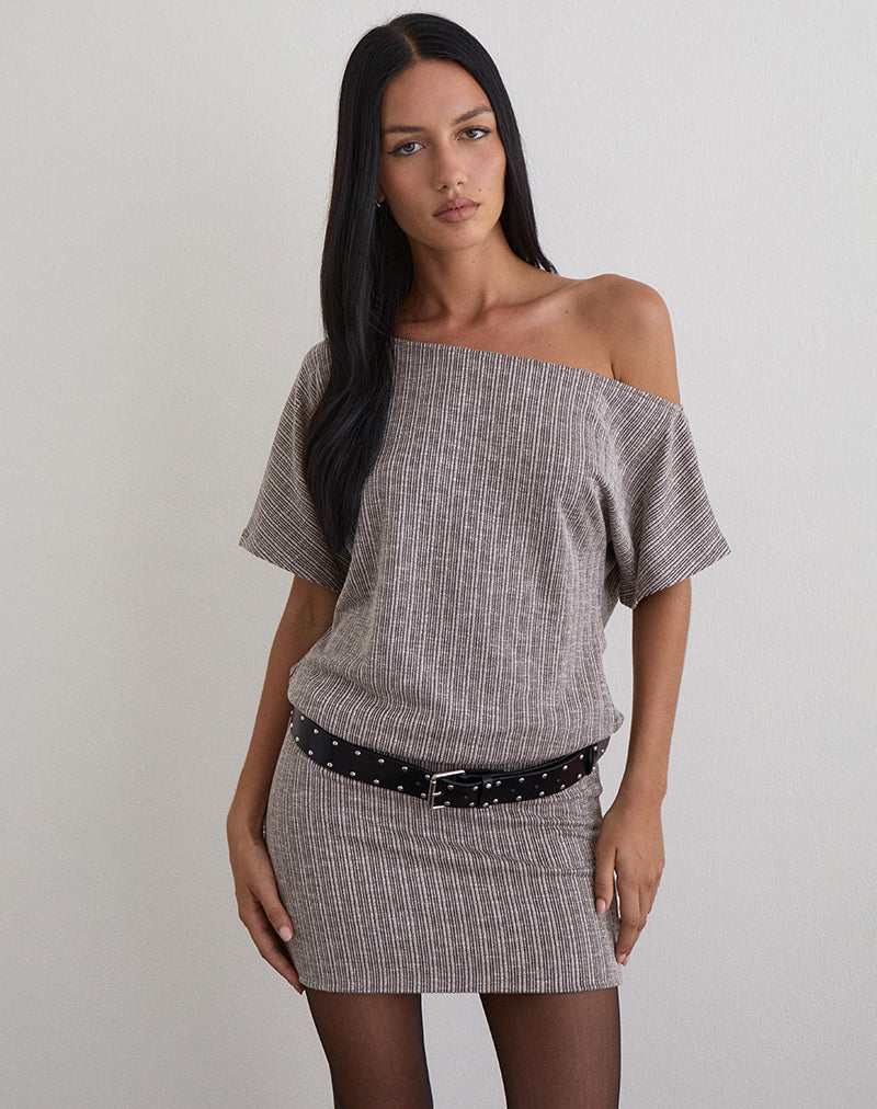 Image of Amelita Mini Dress in Rib Knit Brown Grey