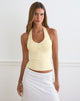 Image of Amita Top with Pearl Buttons in Rib Knit Butter Yellow