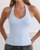 Image of Amita Top with Pearl Buttons in Rib Knit Dusty Blue