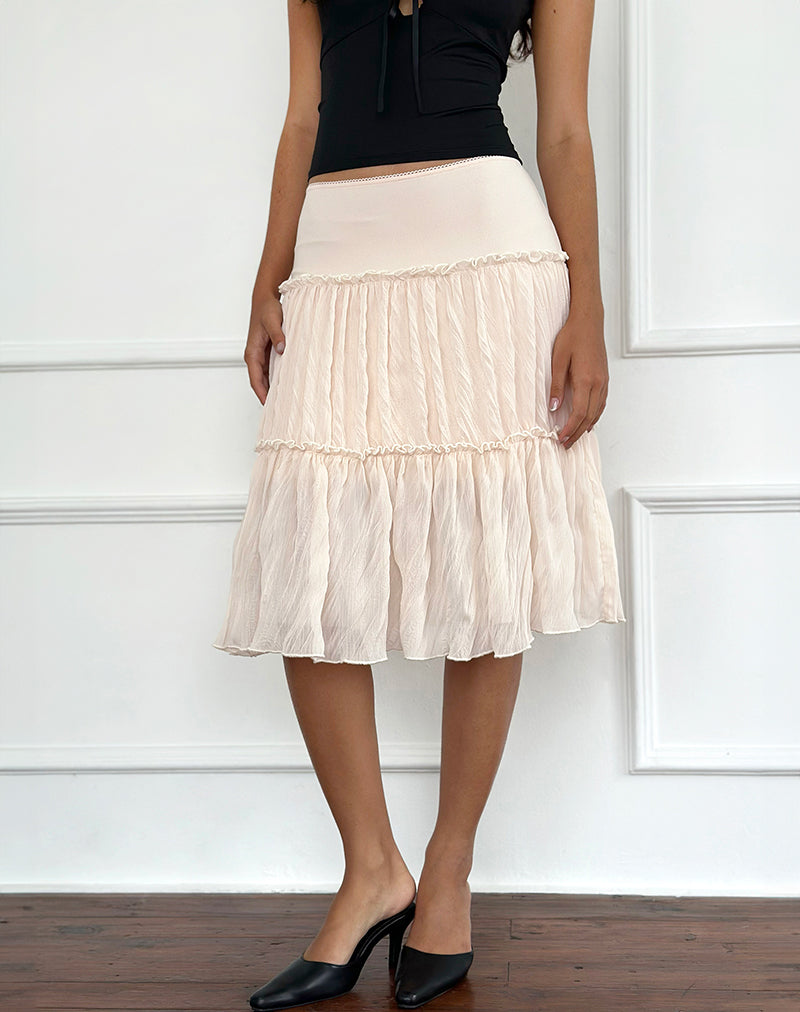 Image of Anahita Tiered Skirt in Chiffon Buttercream