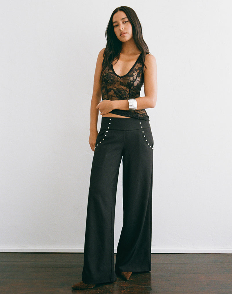 Image of Andota Trouser with Studs in Tailoring Black