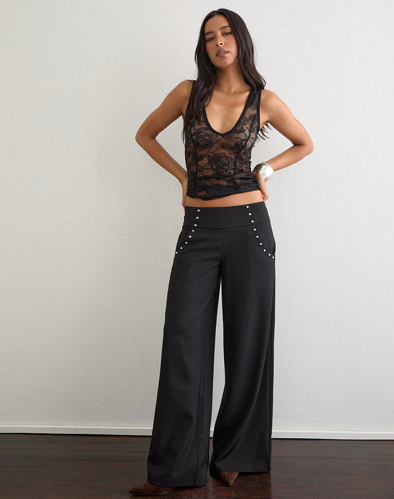 Image of Andota Trouser with Studs in Tailoring Black