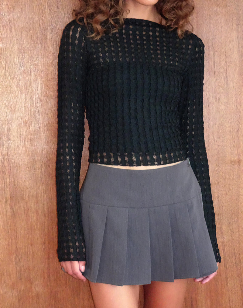 Image of Angela Long sleeve Top in Crinkle Black